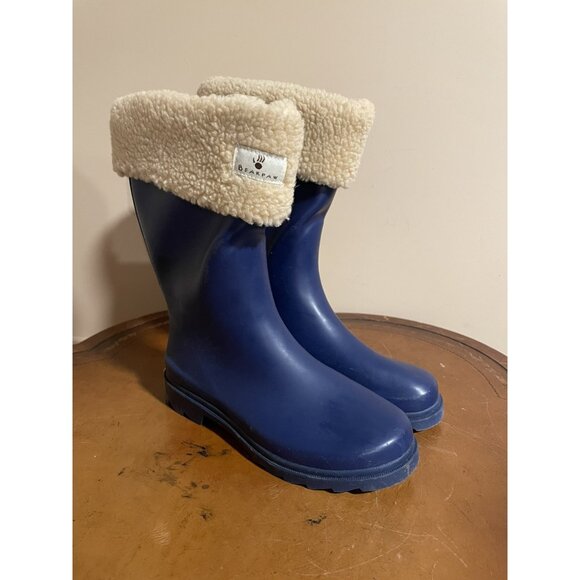 Bearpaw Women's Shearling Lined Blue Rubber Rain boots Size 3 (F142) - Picture 1 of 9